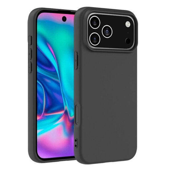 iPhone 17 Pro Soft Matte Black TPU Case – Large Camera Cutout – Shockproof Slim Cover