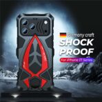 IPhone 17 Pro Max Case Sports Car Design Shockproof Metal + TPU Phone Cover with Screen Protector - Black / Red - Image 2