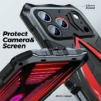 IPhone 17 Pro Max Case Sports Car Design Shockproof Metal + TPU Phone Cover with Screen Protector - Black / Red - Image 3
